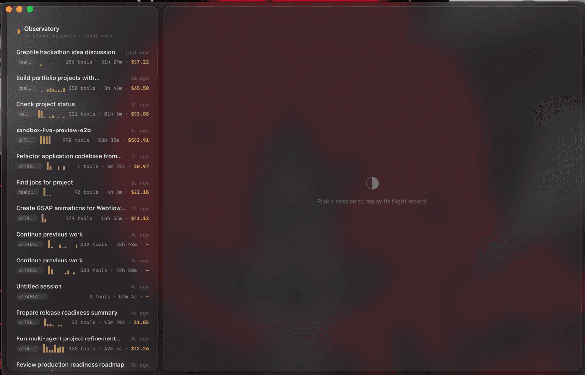 Agent Observatory interface